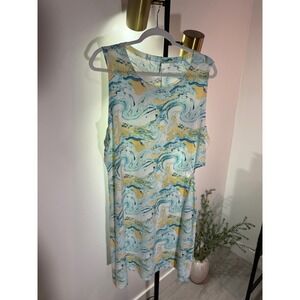 3rd + Malt 3xl shift dress buttery‎ soft waist cutout cute sexy swirl blue green